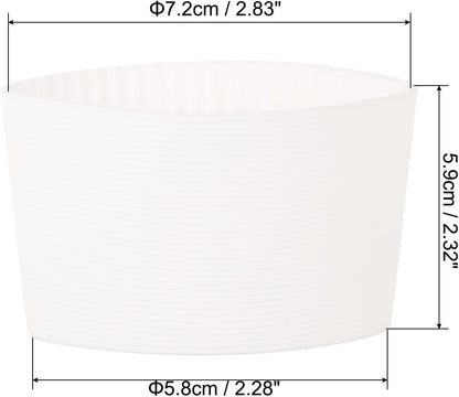 uxcell 3Pcs Coffee Cup Sleeve, Silicone Cup Sleeve Non-slip Glass Water Bottle Mug Sleeves White