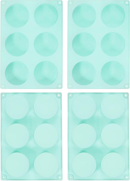 uxcell 4pcs Silicone Muffins Pan, 6 Cup Silicone Cupcake Pan Nonstick Baking Tray for Muffins, Cupcakes, Dishwasher Safe, Green