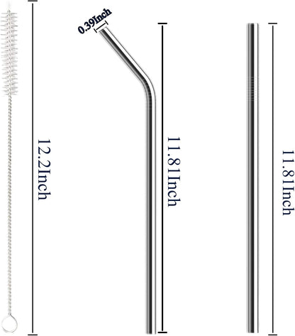 6 Pack Stainless Steel Straw Replacement 40 oz and 30ozfor Stanley Tumbler，6 Straight Reusable Straws with 2 Cleaning Brush Compatible with Stanley 40oz Stanley Cup Tumbler