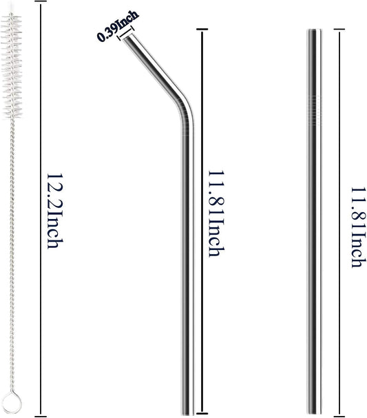 6 Pack Stainless Steel Straw Replacement 40 oz and 30ozfor Stanley Tumbler，6 Straight Reusable Straws with 2 Cleaning Brush Compatible with Stanley 40oz Stanley Cup Tumbler