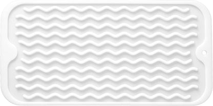Silicone Dish Drying Mat for Multiple Usage,Easy clean,Eco-friendly,Heat-resistant Silicone Mat for Kitchen Counter or Sink,Refrigerator or Drawer Liner White S 12 inches x 6 inches
