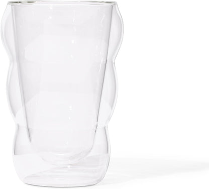 Glass Cloud cups 12 oz Double Wall Insulated Glass Cups - heat-resistant borosilicate glass -perfect for iced teas, lattes, and all your favorite sips (Clear)