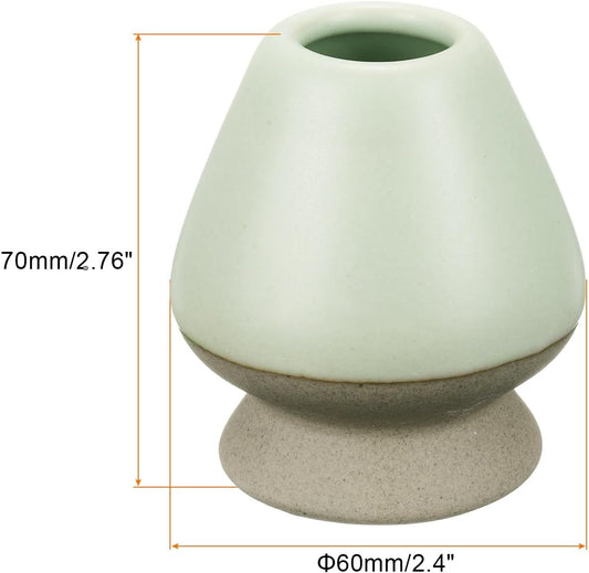 HARFINGTON Ceramic Chasen Stand 70mm Matcha Whisk Holder Teas Set Whisks Stand Traditional Matcha Tea Chasen Holder Tea Set Accessories for Tea Tasting, Beige/Light Green
