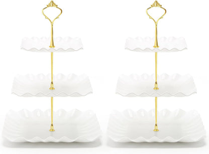 Coitak Plastic Cupcake Stands, 3 Tier Cupcake Stand, Dessert Tower Tray for Tea Party, Baby Shower and Wedding (2 Pack)