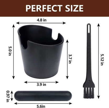 Espresso Knock Box 4.8 Inch Coffee Dump Bin For Coffee Grounds,Coffee Waste Bin with Removable Knock Bar and Non-Slip Base,Shock-Absorbent,Black