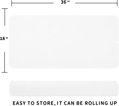 Silicone Dish Drying Mat for Multiple Usage,Easy clean,Eco-friendly,Heat-resistant Silicone Mat for Kitchen Counter or Sink,Refrigerator or Drawer Liner Translucent 5XL 36inches x 18inches