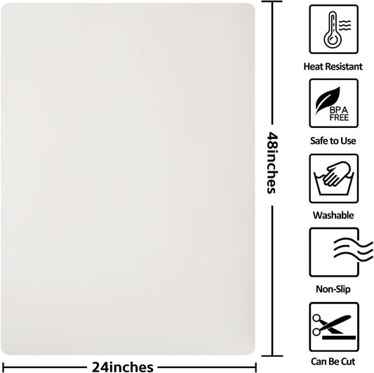 Silicone Mat Heat Resistant Mats for Countertop, Multipurpose Large Silicone Mats for Crafts Kitchen Workbench Size 48x24 inches Thick 2mm,Rolled Package,Beige