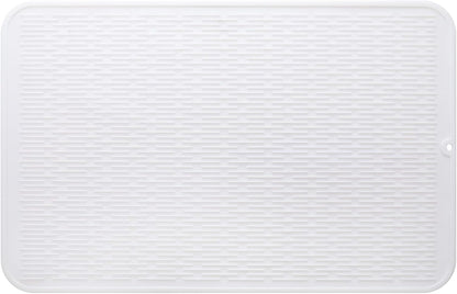 Silicone Dish Drying Mat for Multiple Usage,Easy clean,Eco-friendly,Heat-resistant Silicone Mat for Kitchen Counter or Sink,Refrigerator or Drawer Liner White 3XL 28 inches x 18 inches