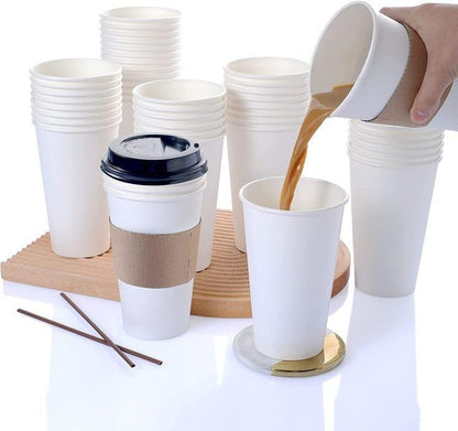 Paper Cups 16 oz 200 Pack for Coffee & Tea Made in USA | Bulk 200 Count for Home, Office, Restaurants & Parties | Recyclable Disposable 16 Ounce To-Go Cups for Hot Drinks