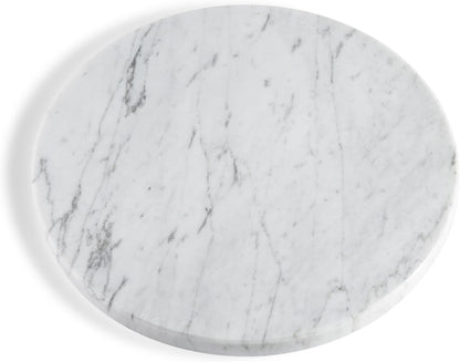 Koville Italian Natural Marble Cutting Board for Kitchen, 11inch Round Hand Crafted Marble Slab for Cheese, Charcuterie, Pastry Board - Wedding Gift, House Warming Gift(Bianco Carrara)
