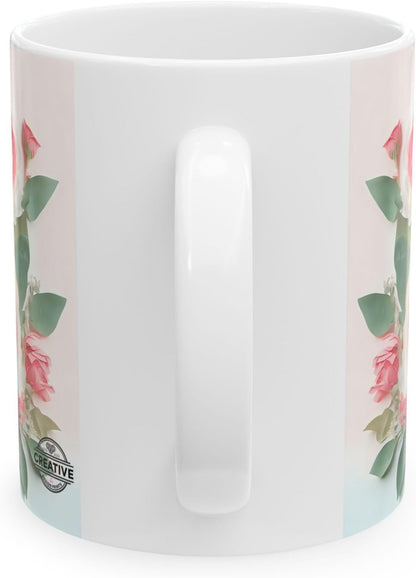 11 OZ Novelty Coffee Mugs - Christmas Gift (Rose Flower Theme)