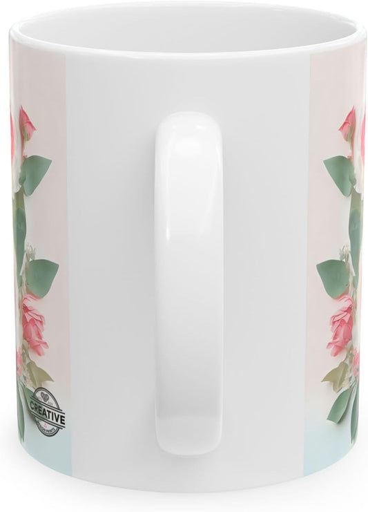 11 OZ Novelty Coffee Mugs - Christmas Gift (Rose Flower Theme)