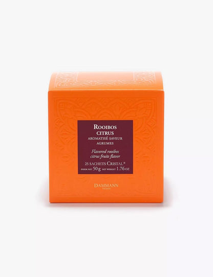 Dammann Freres Sachets, Rooibus Citrus Tea Bags, Premium Gourmet French Tea, Blend Lemon, Clementine, Orange Flavors, 25 Count (Single Pack)