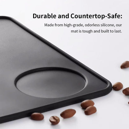 Non-Slip Silicone Espresso Coffee Tamper Mat 5.9x7.87inch Coffee Powder Pad Coffee Press Counter Mat Espresso Machine Tamp Mat Tamping Mat for Barista Tools and Accessories (Black）