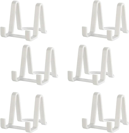 Artliving Plate Display Stands Easel Holder - 3-Inch Plastic Stand for Small Decorative Plates, Pictures and Photos - White (6-Pack)