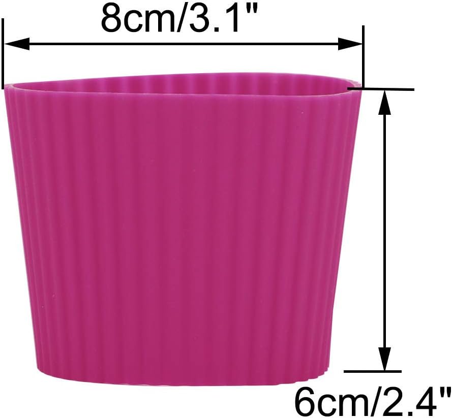 uxcell Silicone Nonslip Glass Bottle Mug Cup Sleeve Protector Cover Fuchsia