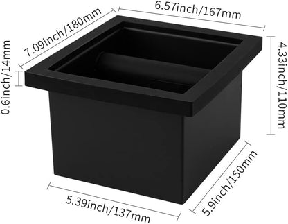 watchget Espresso Knock Box - Built-in Stainless Steel and Silicone Coffee Knock Box Chute, Detachable Rubber Rod, Square Bottomless Waste Bin for Coffee Grounds