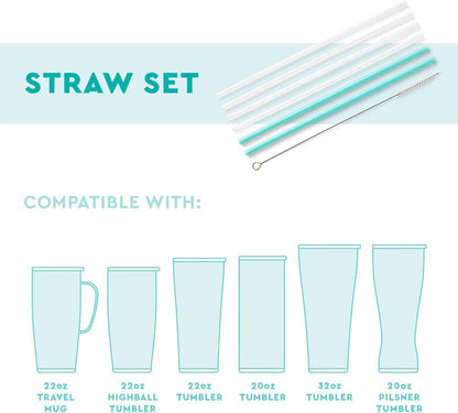 Swig Life Reusable Straws On the Prowl + Olive Straw Set & Cleaning Brush, Each Straw is 10.25 inch Long (Fits Swig Life 20oz Tumblers, 22oz, and 32oz Tumblers)