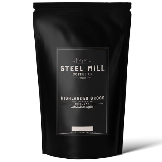 Steel Mill Coffee Co. - Highlander Grogg Flavored Coffee - Ground - Regular - Medium Roast - 100% Arabica Beans - Vegan - Gluten-Free - Sugar-Free - 2lb Bag