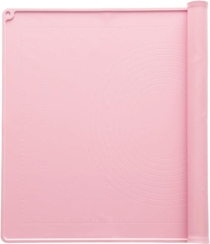 uxcell Silicone Pastry Mat, 27.5" x 19.7" Silicone Baking Mat with Measurements, Non-Stick Dough Rolling Mat for Making Pastry Cookies Bread Pizza Pink