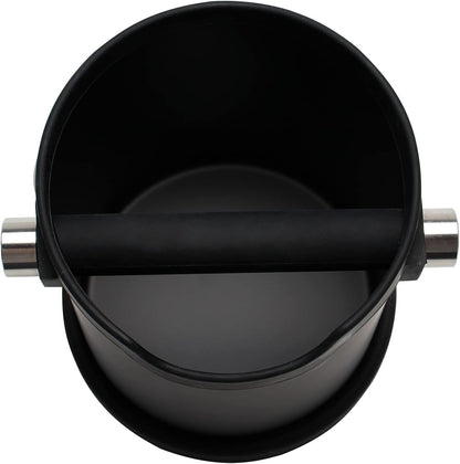 Espresso Knock Box, Capacity 60.8oz/1800ML Stainless Steel Coffee Grounds Container Waste Bin Coffee Tools for Barista and Non-slip Base (Black)