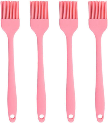 Silicone brush, Oil Brush for BBQ Kitchen Cooking Baking and Grilling (4 PCS,pink)