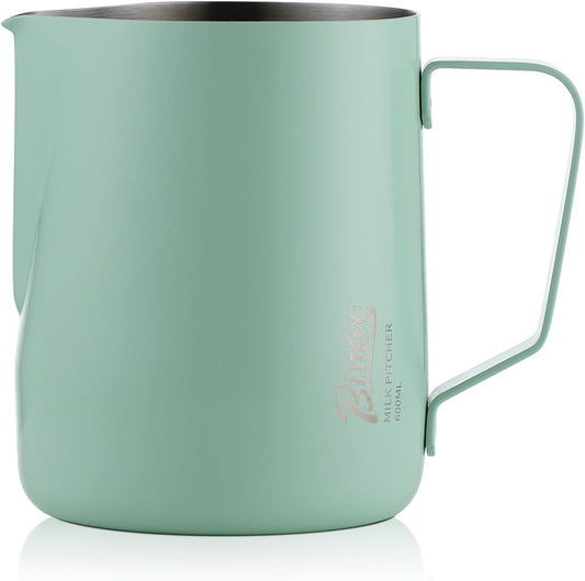 Milk Frothing Pitcher -350ml/12oz Milk Frother Cup Espresso Steaming Pitcher for Barista, Bincoo SUS304 Stainless Steel Espresso Steaming Pitchers for Latte Art/Cappuccino/Coffee (Green-350ml)