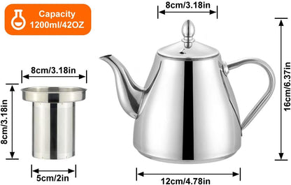 SANQIAHOME Stainless Steel Teapot with Infuser 1200ml