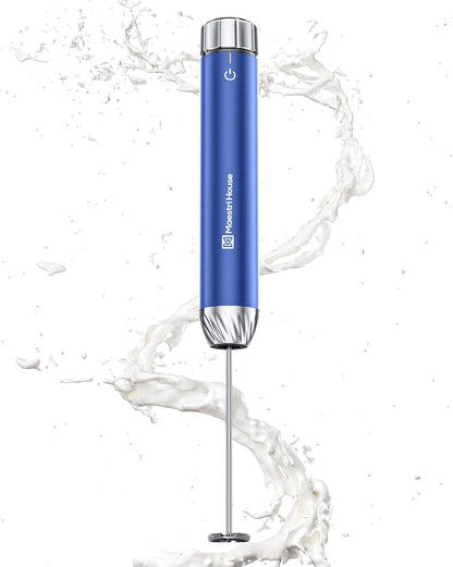 Maestri House Rechargeable Milk Frother with Stepless Speed Control, Handheld Electric Foam Maker Waterproof Drink Mixer Foamer with Stainless Steel Stand & Detachable Whisks for Lattes, Cappuccino