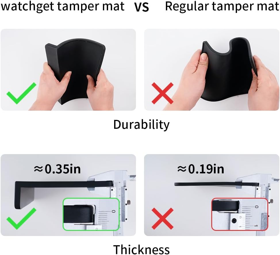 watchget Espresso Tamping Mat, Coffee Tamper Mat, Black Food Grade Silicone Pad, 8Inch X 6Inch Coffee Tamping Mat, Portafilter Mat For Barista, Upgrade Dustproof Waterproof and Heat Resistant