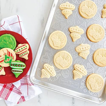 Nordic Ware 01236 Yuletide Cast Cookie Stamps, 3-inch rounds, Silver