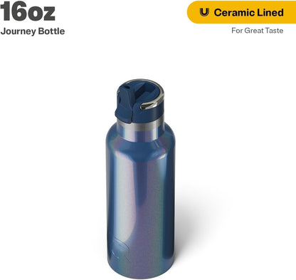 RTIC 16oz Journey Bottle Metal Stainless Steel Vacuum Insulated, BPA Free, Reusable, for Water, Hot and Cold Drinks, Travel, Sports, Camping, Pond Glitter