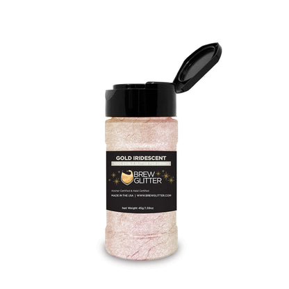 BREW GLITTER Edible Glitter For Drinks, Cocktails, Beer, Garnish Glitter & Beverages | KOSHER & HALAL Certified | 100% Edible & Food Grade | Vegan, Gluten, Nut Free (45g Shaker, Gold Iridescent)