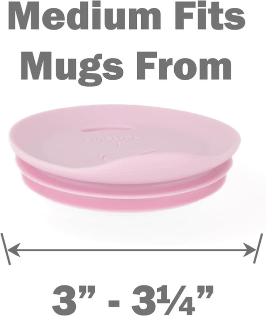 Reusable Coffee Cup Silicone Lid – Fits Most Tumbler, Water Bottle, & Ceramic Coffee Mug Between 3"-3¼" – Dishwasher-Safe Travel Mug Lid keeps your beverage in your mug (Medium - Purple)