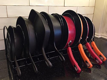 Heavy-Duty Pots and Pans Organizer | 5-Tier Cookware & Lid Storage Rack | Free-Standing or Wall-Mount | Kitchen Organizer for Cast Iron Skillets, Pots, Frying Pans, Lids | Chrome