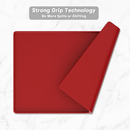 Rnivvi Silicone Coffee Mat, 12" x 19" Waterproof Raised Edge Coffee Bar Mats for Espresso Machine Station Accessories, Heat Resistant Dish Drying Pad for Kitchen Counter, Rubber Bar Decor Pad, Red