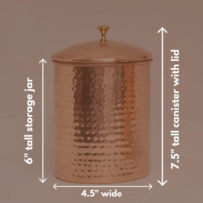 Kitchen Storage, Container for Sugar, Flour, Coffee & Tea, Food Storage, Canisters, Countertop Storage, Container with Lid, Copper Kitchen Accessories, Pure Copper Canister, Small
