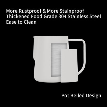 watchget Milk Frothing Pitcher 250ml/8oz Stainless Steel Espresso Steaming Pitcher Milk Coffee Cappuccino Latte Art Barista Steam Pitcher Milk Frothing Jug, White