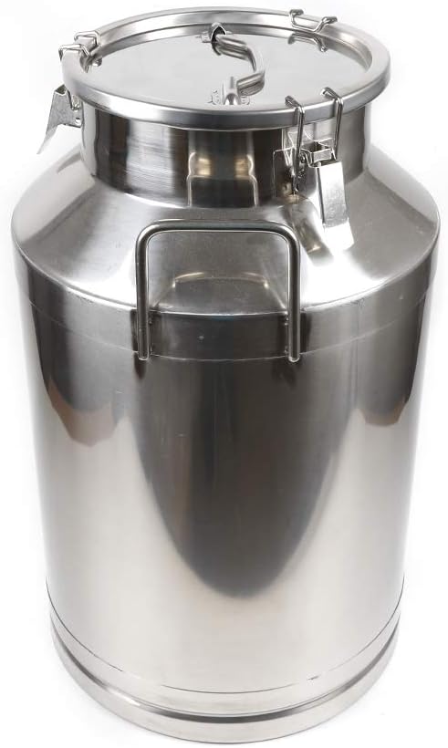 1 mm Thickened Stainless Steel Milk Can Large Liquid Container Storage,Stainless Steel Milk Bucket With Sealing Lid and Carry Handle,for Wine, Oil Storage Transport (60L/15.9 Gal)