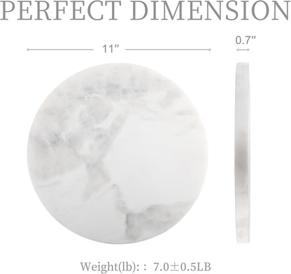 Koville African Natural Marble Cutting Board for Kitchen, 11inch Round Hand Crafted Marble Slab for Cheese, Charcuterie, Pastry Board - Wedding Gift, House Warming Gift(OYSTER WHITE)