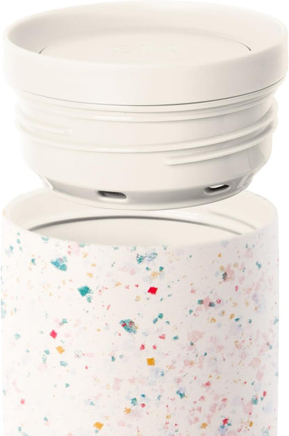 Simple Modern Travel Coffee Mug Tumbler with 360° Lid | Ceramic-Lined Insulated Stainless Steel Cold Brew Iced Coffee Cup Thermos | Gifts for Women Her Him | Voyager Signature | 16oz | Cream Terrazzo