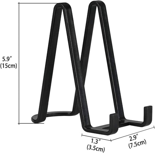 Plate Stands for Display - Plastic Easel Stand Plate Holder Display Stand Picture Frame Stand for Pictures | Photo|Decorative Plate |Dish | Tabletop Art - 6 inch-Black
