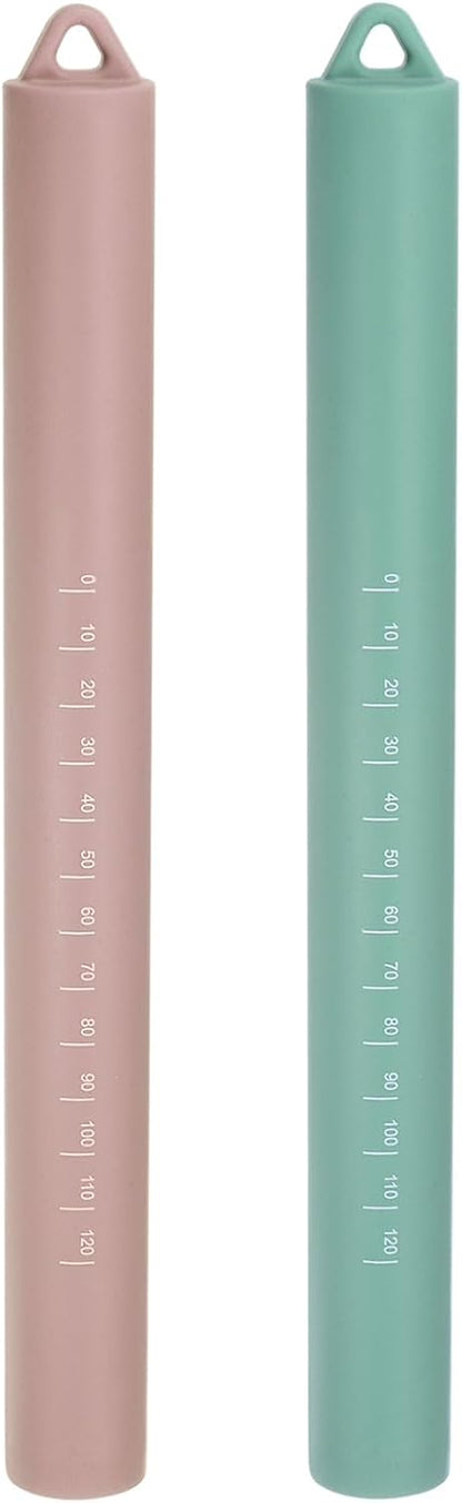 HARFINGTON 2pcs Silicone Rolling Pin 10" Stainless Silicone Surface Non-Stick Stainless Steel Inner Core Dough Roller Kitchen Roller for Baking Pastry Pizza Fondant Bread, Pink,Green