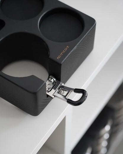 Normcore Espresso Tamping Station, Genuine American Black Ashwood, Coffee Tamper, Distributor, WDT, Puck Screen, Portafilter Holder Stand, Solid Black Ashwood for 58mm Espresso Machine Accessories