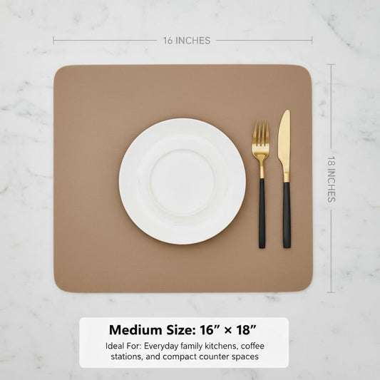 Dish Drying Mat Super Absorbent – 16" x 18" Coffee Mat for Countertops – Non-Slip Drying Mat for Kitchen Counter – Easy to Clean Water Absorbent Mat – Large Dish Drying Mats (Brown)