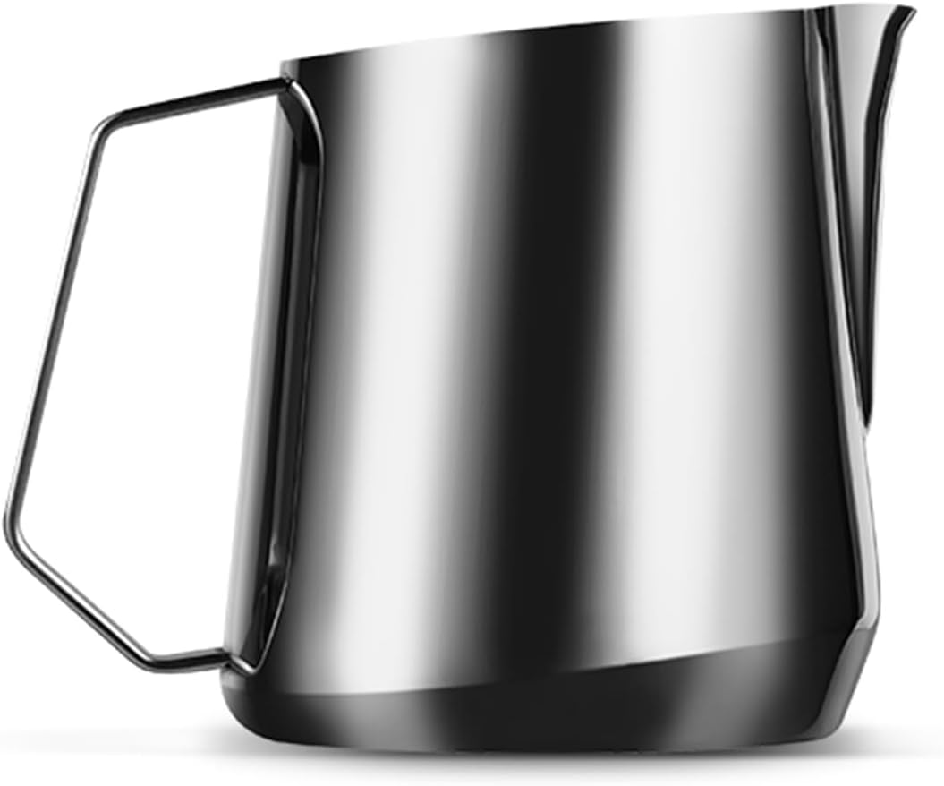 MHW-3BOMBER Milk Frothing Pitcher - 20oz/600ml Milk Frother Cup with U-Shaped Spout - SUS 304 Steaming Pitcher - Cappuccino Latte Art Cup for Barista - Quadrilateral Body - Glossy P5182-OS