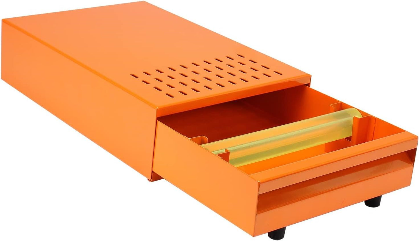 Large Size Espresso Coffee Knock Box Drawer, Stainless Steel Pull-Out Style Coffee Grounds Powder Container Bin for Cafes Restaurant Home Bar, 14.96 x 10.03 x 3.93 inch (Orange)