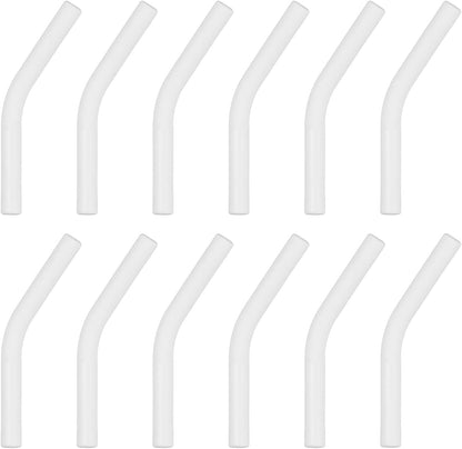 uxcell 12Pcs Silicone Straw Tips, Silicone Straw Elbows Tip, Soft Reusable Metal Straw Covers Fit for 6mm/0.24" OD Stainless Steel Straws, White