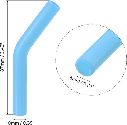 uxcell 12pcs Silicone Straw Tips, Silicone Straw Elbows Tip, Soft Reusable Metal Straw Covers Fit for 8mm/0.31" OD Stainless Steel Straws, Sky Blue
