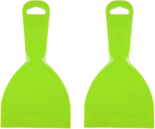 uxcell Putty Scraper 4" Plastic Flexible Putty Knives Disposable Spreader for Taping Drywall Wall Painting Green 2pcs